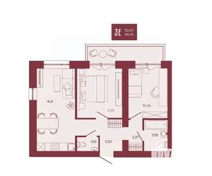 3-к квартира, вторичка, 58м2, 15/17 этаж