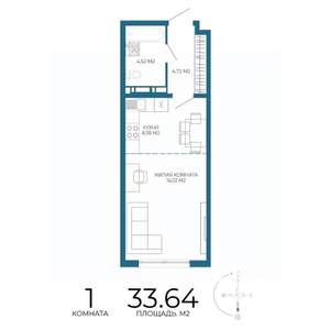 1-к квартира, вторичка, 34м2, 11/17 этаж