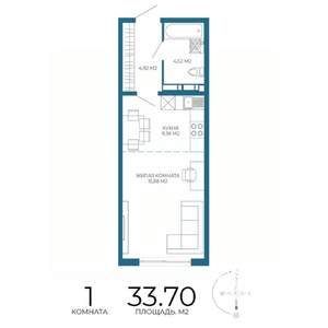 1-к квартира, строящийся дом, 34м2, 5/17 этаж