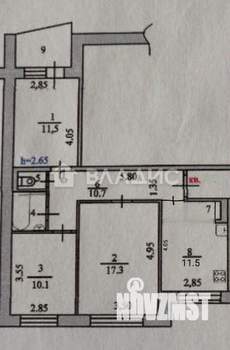 3-к квартира, вторичка, 63м2, 4/9 этаж
