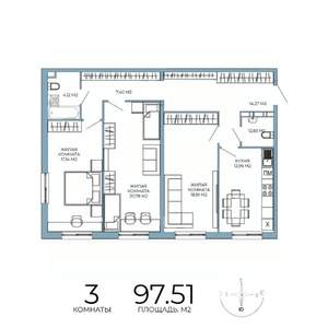 3-к квартира, вторичка, 98м2, 12/18 этаж