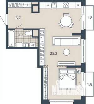 1-к квартира, вторичка, 53м2, 14/23 этаж