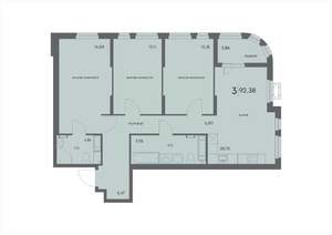 3-к квартира, вторичка, 92м2, 4/18 этаж