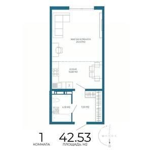1-к квартира, вторичка, 43м2, 16/17 этаж