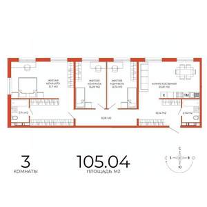 3-к квартира, строящийся дом, 105м2, 11/18 этаж
