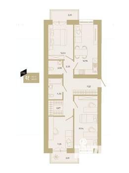 4-к квартира, вторичка, 89м2, 3/17 этаж