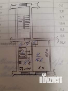 1-к квартира, вторичка, 30м2, 3/5 этаж