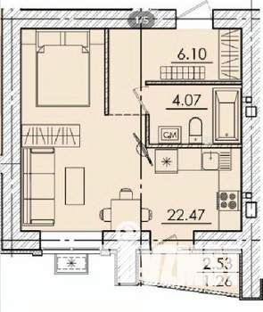 1-к квартира, вторичка, 35м2, 12/18 этаж