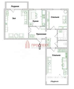 3-к квартира, вторичка, 71м2, 1/5 этаж