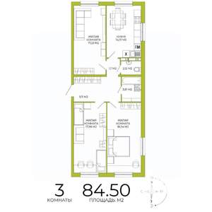 3-к квартира, строящийся дом, 85м2, 5/18 этаж