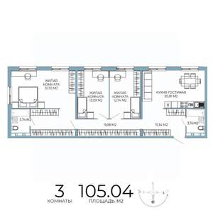 3-к квартира, вторичка, 105м2, 9/18 этаж