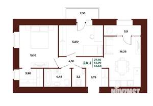 2-к квартира, вторичка, 67м2, 12/17 этаж