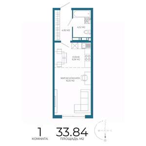 1-к квартира, вторичка, 34м2, 10/17 этаж