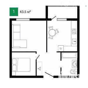 1-к квартира, вторичка, 44м2, 3/9 этаж