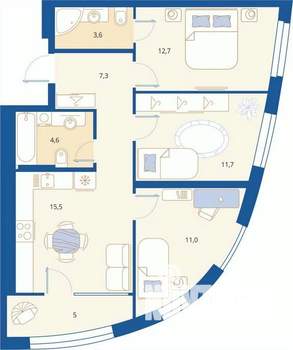3-к квартира, вторичка, 71м2, 15/16 этаж