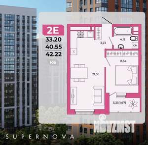 2-к квартира, сданный дом, 42м2, 3/20 этаж