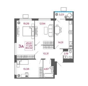 3-к квартира, вторичка, 81м2, 2/17 этаж