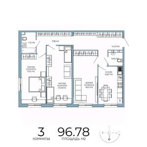 3-к квартира, строящийся дом, 97м2, 2/18 этаж