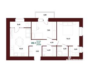 2-к квартира, вторичка, 70м2, 15/17 этаж