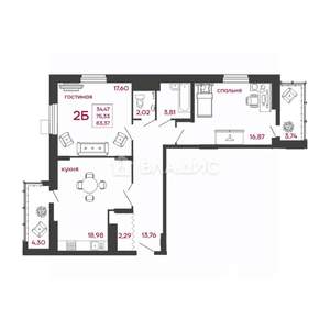 2-к квартира, вторичка, 83м2, 9/15 этаж