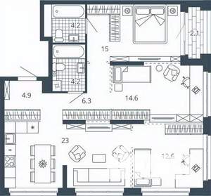 3-к квартира, вторичка, 86м2, 4/24 этаж
