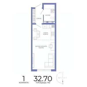 1-к квартира, строящийся дом, 33м2, 12/17 этаж