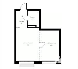 1-к квартира, вторичка, 41м2, 7/23 этаж