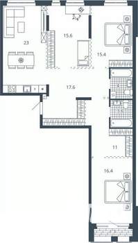 3-к квартира, вторичка, 108м2, 8/23 этаж