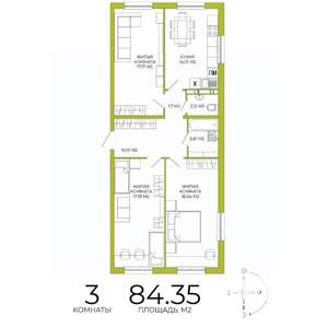 3-к квартира, строящийся дом, 84м2, 3/18 этаж