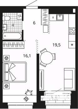 1-к квартира, вторичка, 47м2, 14/24 этаж