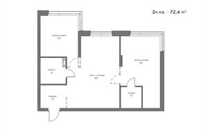 2-к квартира, вторичка, 72м2, 7/17 этаж