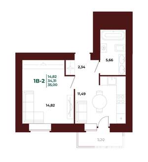 1-к квартира, вторичка, 36м2, 15/17 этаж