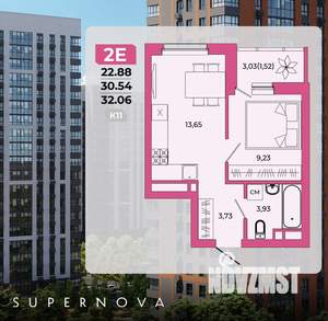2-к квартира, сданный дом, 32м2, 20/20 этаж