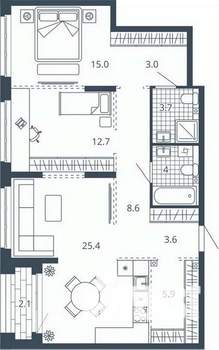 2-к квартира, вторичка, 84м2, 11/24 этаж