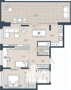 2-к квартира, вторичка, 88м2, 20/23 этаж