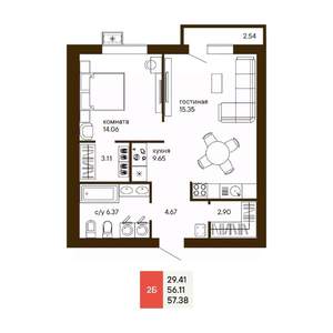 2-к квартира, вторичка, 49м2, 10/18 этаж