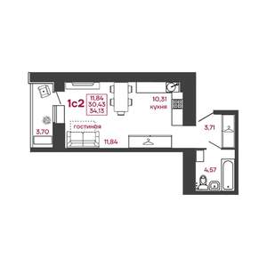 1-к квартира, вторичка, 34м2, 13/17 этаж