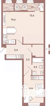 2-к квартира, вторичка, 64м2, 14/16 этаж