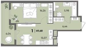 1-к квартира, вторичка, 50м2, 2/18 этаж