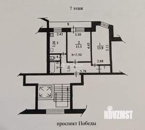 2-к квартира, вторичка, 52м2, 7/10 этаж