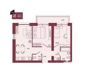 3-к квартира, вторичка, 58м2, 17/17 этаж