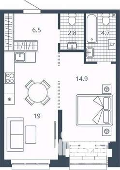 1-к квартира, вторичка, 49м2, 7/24 этаж