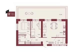 3-к квартира, вторичка, 103м2, 1/17 этаж