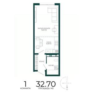 1-к квартира, вторичка, 33м2, 12/17 этаж
