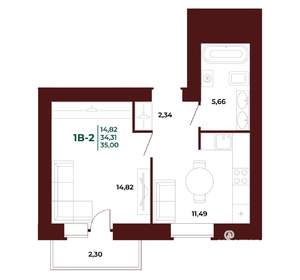 1-к квартира, вторичка, 35м2, 9/17 этаж