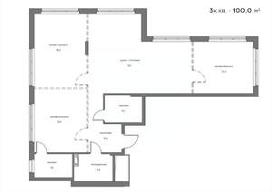 3-к квартира, вторичка, 100м2, 3/21 этаж