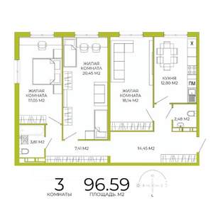 3-к квартира, вторичка, 97м2, 4/18 этаж
