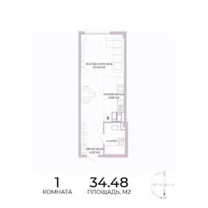 1-к квартира, вторичка, 34м2, 7/17 этаж