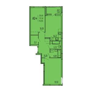 2-к квартира, вторичка, 75м2, 15/17 этаж