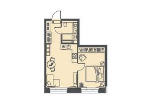 1-к квартира, вторичка, 41м2, 12/23 этаж